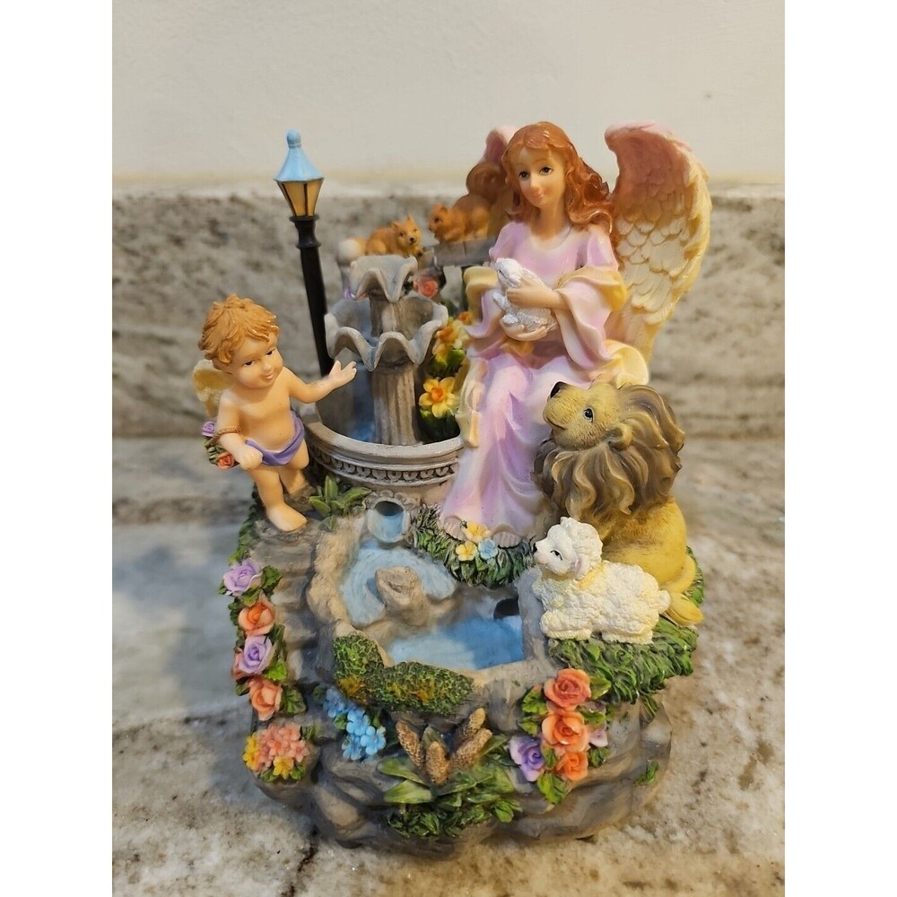 Classic Treasures Musical Guardian Angel Water Fountain Music Box Amazing Grace